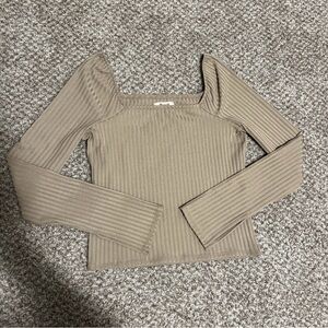 Madewell Ribbed Knit Top in Tan